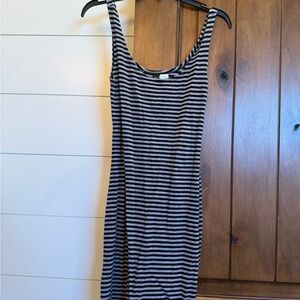Divided Black and White Striped Mini Dress